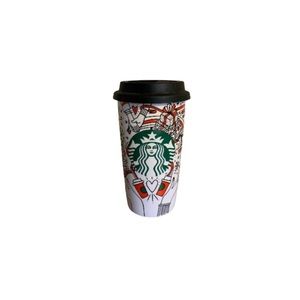 Starbucks 12 Ounce Christmas Mug with Black Silicone Lid